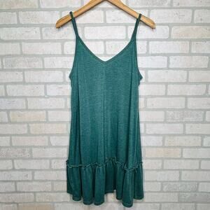 Spaghetti Strap Dress Mossy Green Casual V Neck Size Medium